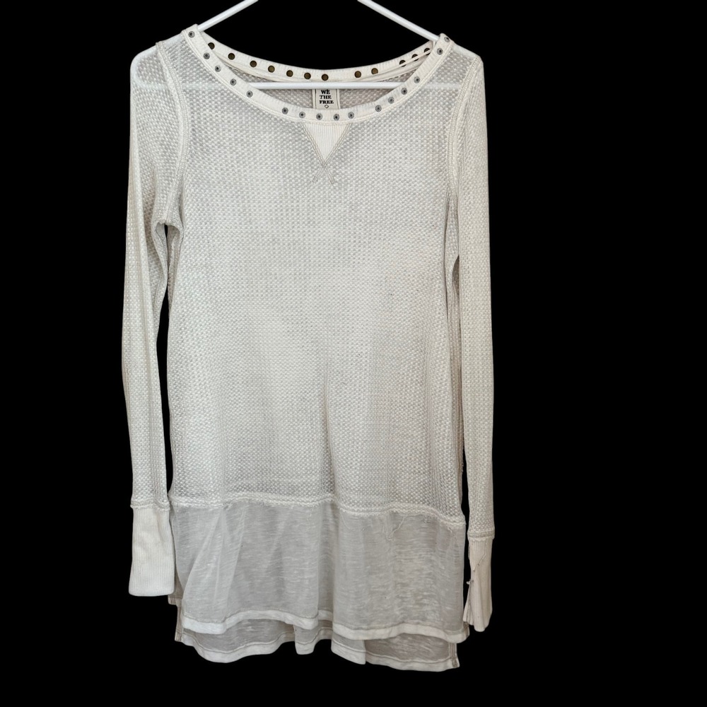 Free People We The Free Star Studded Thermal Top XS Oversized Fairy Grunge Boho
